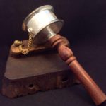 Elegant White Metal Tibetan Prayer Wheel