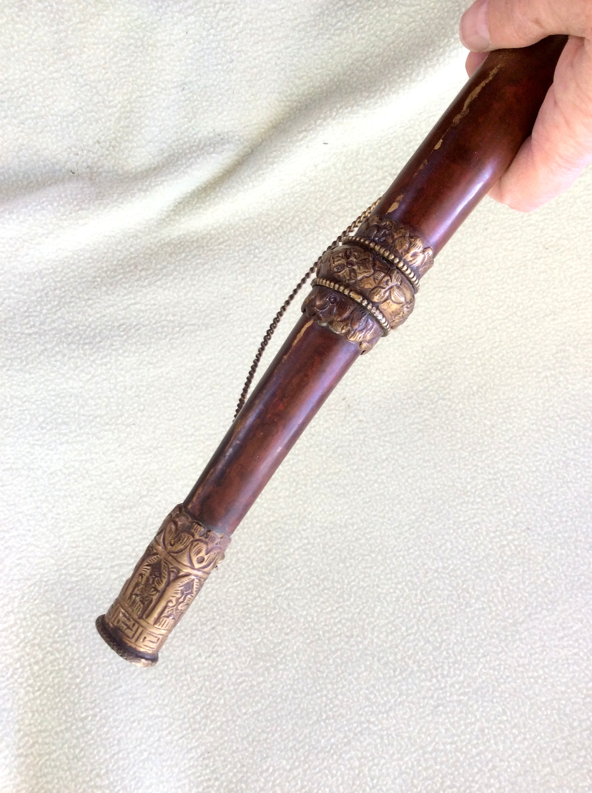 Tibetan Chod Kangling Copper Thighbone Trumpet - White Conch