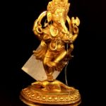 Gold Dancing Ganesha Elephant Deity Statue