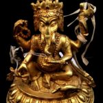 Gold Tibetan Buddhist Ganesha Elephant Deity Statue Small